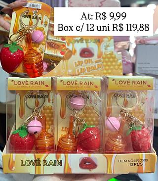 kit c/ chaveiro gloss mel love rain