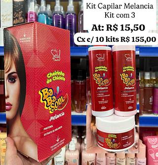 Kit Capilar com 3 babasoul de melancia Soul