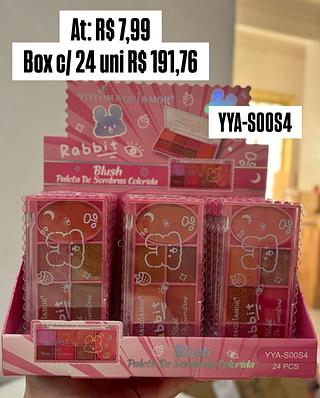 Paleta de sombra colorida c/ blush ( cores sortidos )