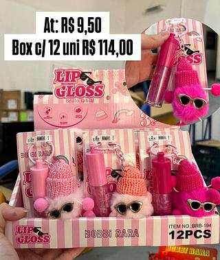 Lip Gloss com Chaveiro Pelucia Bobbi Rara (cores variadas)