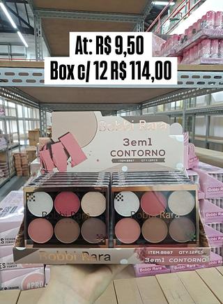 Paleta trio contorno- blush- iluminador - Cores sortidos