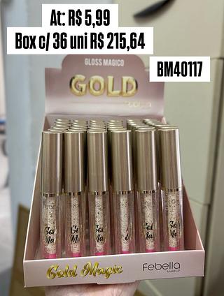 Lip gloss mágico gold - Febella