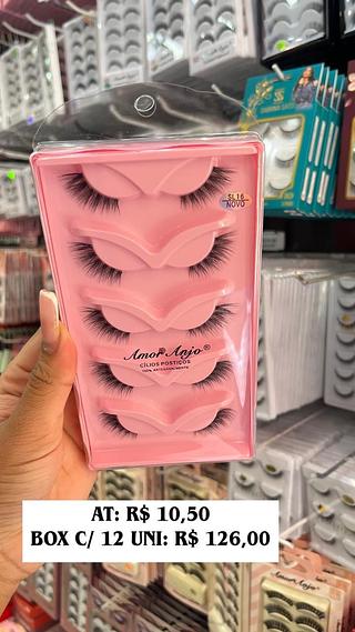 Cílios postiços 5 pares efeito gatinho Sl 16 - Amor Anjo