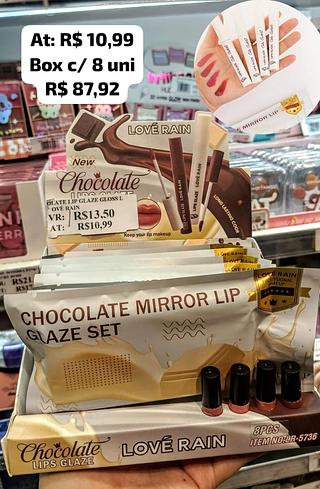 Kit chocolate lip glaze 4 em 1 - Love rain