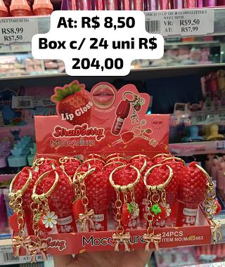 Lip Gloss Strawberry Chaveiro